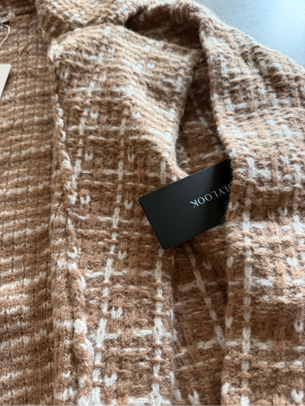 NWT M/L Olivia Grey Women's Brown Plaid Open-Front Cardigan - Picture 3 of 10
